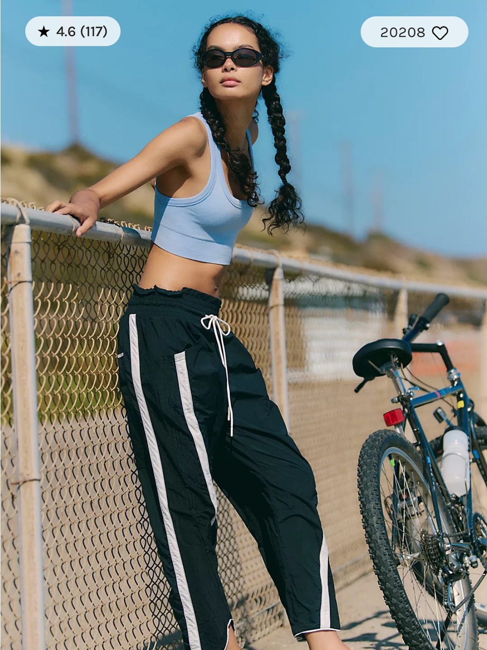 FP Movement Champ is Here Black Track Pants with White Side Panels